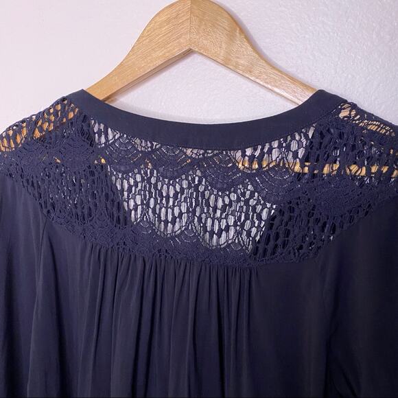 Pleioni Black Button Up Blouse Medium - Picture 6 of 10